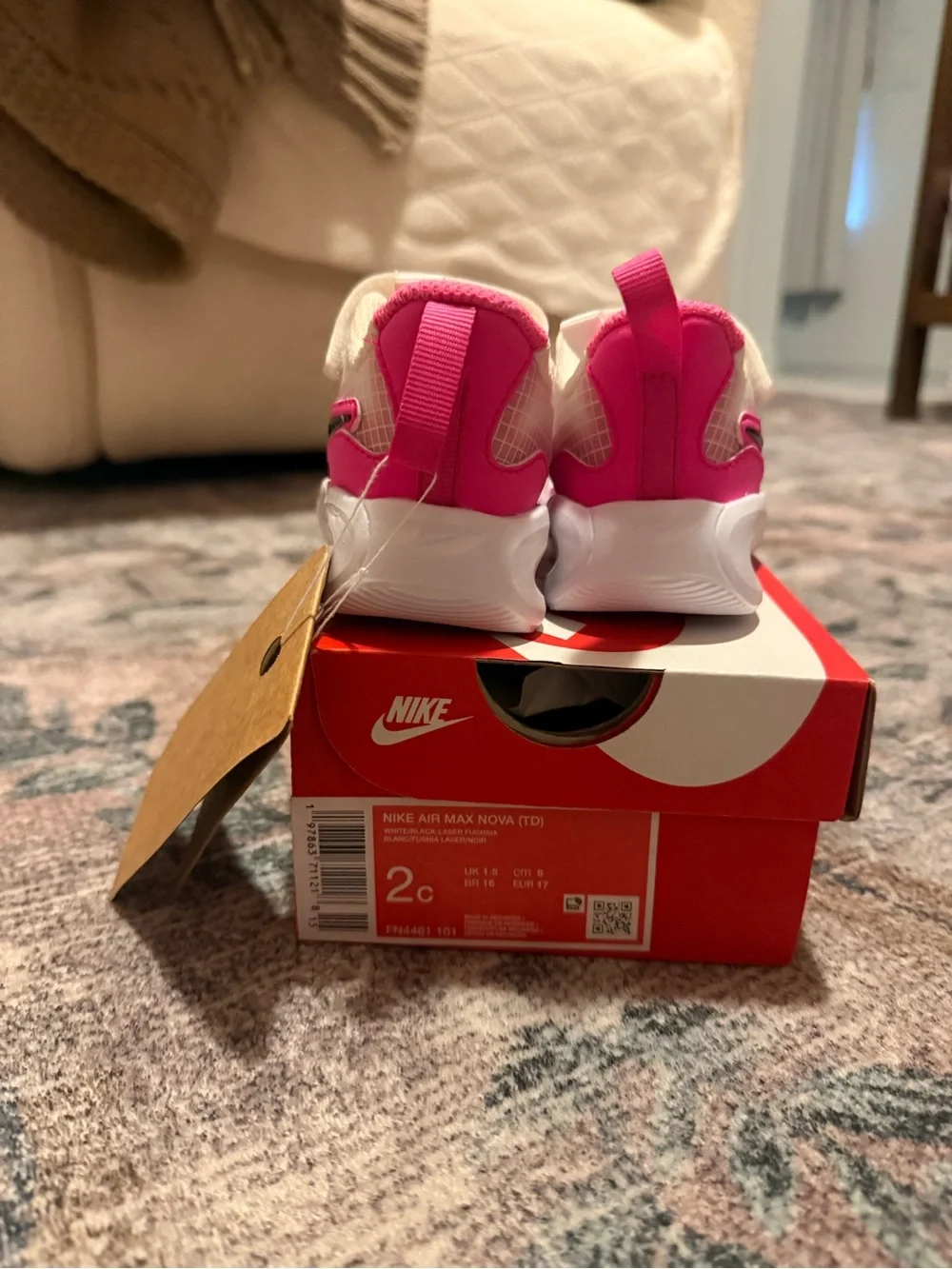 Nike Toddler Pink, White and Black Velcro Sneakers